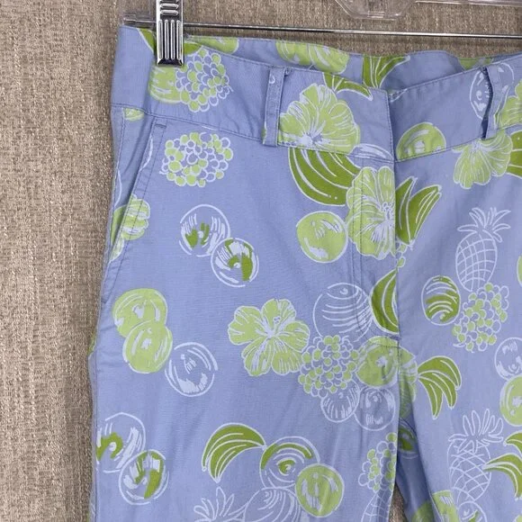 VTG Lilly Pulitzer Pants 2 Purple Fruit Capri Crop Chino Floral Wide Leg - Picture 5 of 12